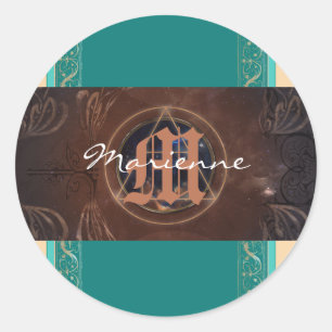 Alchemistisk baroque elegant monogram medieval  runt klistermärke