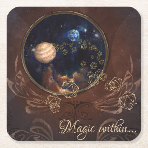 Alchemistisk kosmisk antika medeltida bok underlägg papper kvadrat