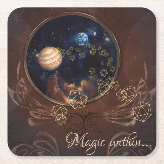 Alchemistisk kosmisk antika medeltida bok underlägg papper kvadrat (Framsidan)