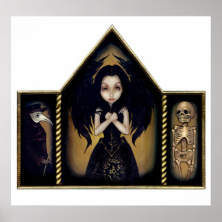 Alchemy Angel Art Print gothic skeleton Triptych Poster