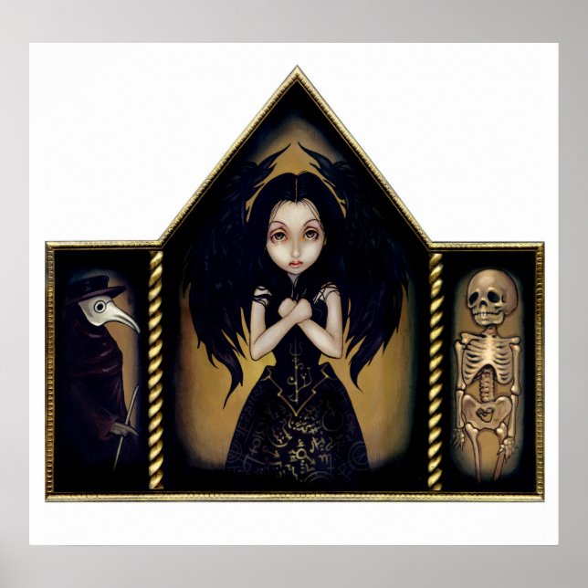 Alchemy Angel Art Print gothic skeleton Triptych Poster (Framsidan)