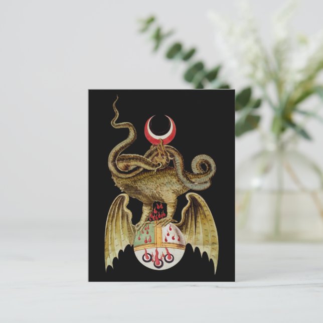 Alchemy Dragon Vintage Illustration Vykort (Stående Fram)
