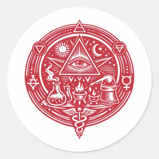 Alchemy emblem runt klistermärke (Framsida)
