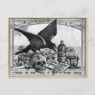 Alchemy Laboratory Raven och Human Skull Vykort