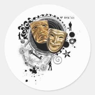 Alchemy of Acting Drama Masks Runt Klistermärke