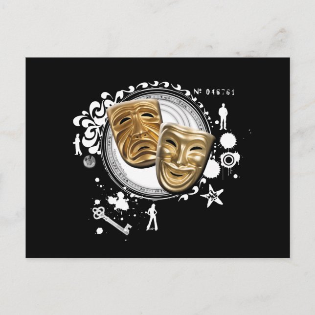 Alchemy of Acting Drama Masks Vykort (Framsida)