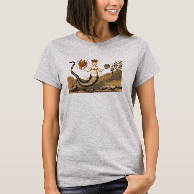 Alchemy Snake Woman med tre Ansikten Tee Shirt (Framsida)