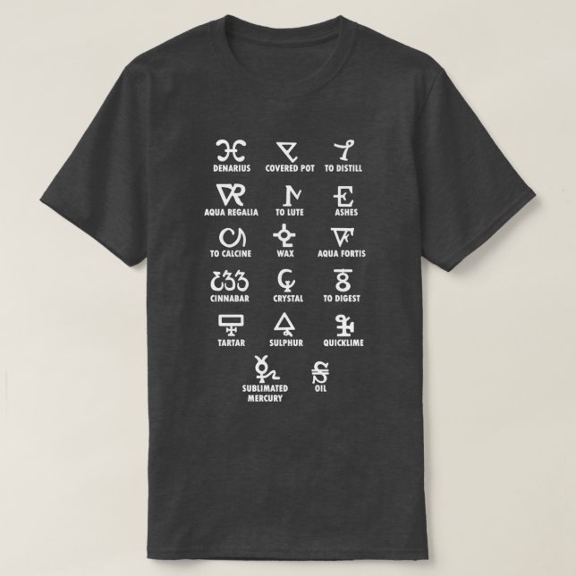 Alchemy Symbols Turn Metall to Guld T Shirt (Design framsida)