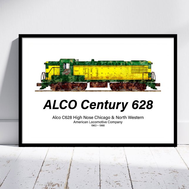Alco C-628 aka Alco Century 628 Diesellok Poster (Alco C-628 aka Alco Century 628 Diesel Locomotive. Framed Art)