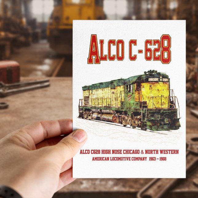 Alco C-628 alias Alco Century 628 Diesel Locomotiv Vykort (Alco C-628 aka Alco Century 628 Diesel Locomotive. Postcard)