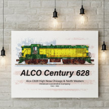 Alco C-628 diesel lok och amerikansk flagga