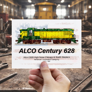 Alco C-628 Diesellok och amerikansk flagga Vykort