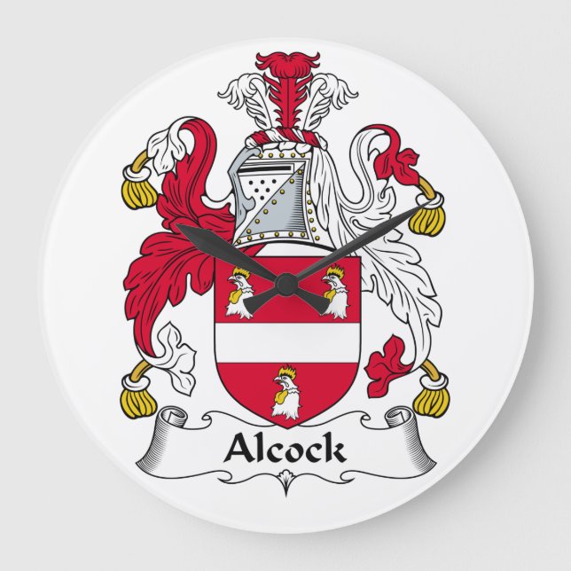 Alcock Family Crest Stor Klocka (Framsida)
