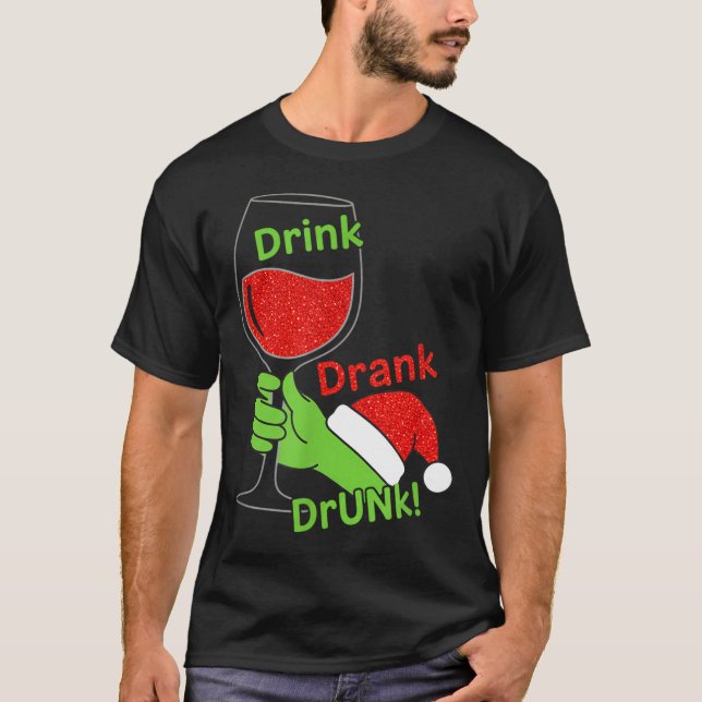 Alcohol &amp; Tails Drink Drank Drunk! Funny Chris T Shirt (Framsida)