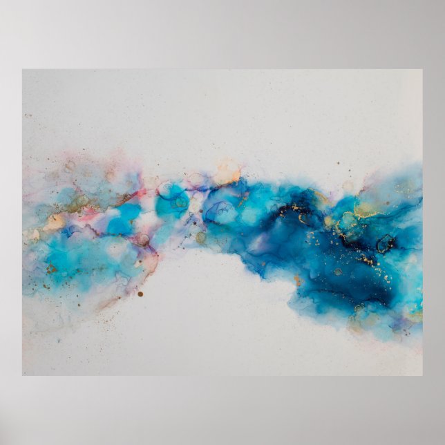 Alcohol Bläck Art. Abstrakt-målning. Alcohol Bläck Poster (Framsidan)