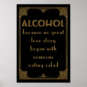 ALCOHOL dricker pub Gatsby inspirerat bröllop Poster