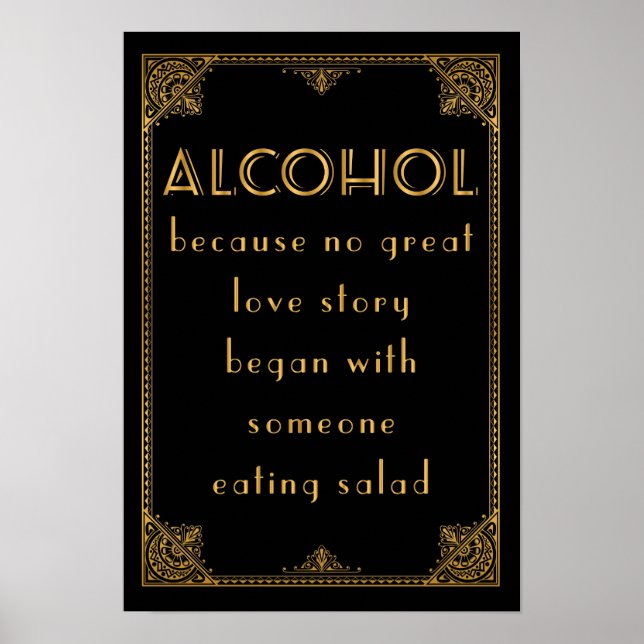 ALCOHOL dricker pub Gatsby inspirerat bröllop Poster (Framsidan)