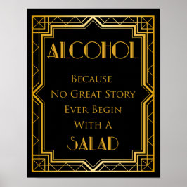 Alcohol Gatsby Bröllop Sign | Gatsby Art Deco Poster