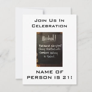 ALCOHOL HUMOR-21:a BIRTHDAY-PARTIETS INBJUDANDE Inbjudningar