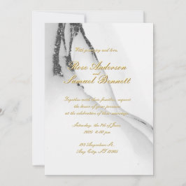 Alcohol Ink Black White Glitter Wedding Invitation Inbjudningar