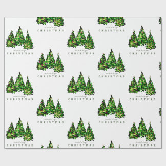 Alcohol Ink Design Christmas Tree Gift Wrap Presentpapper