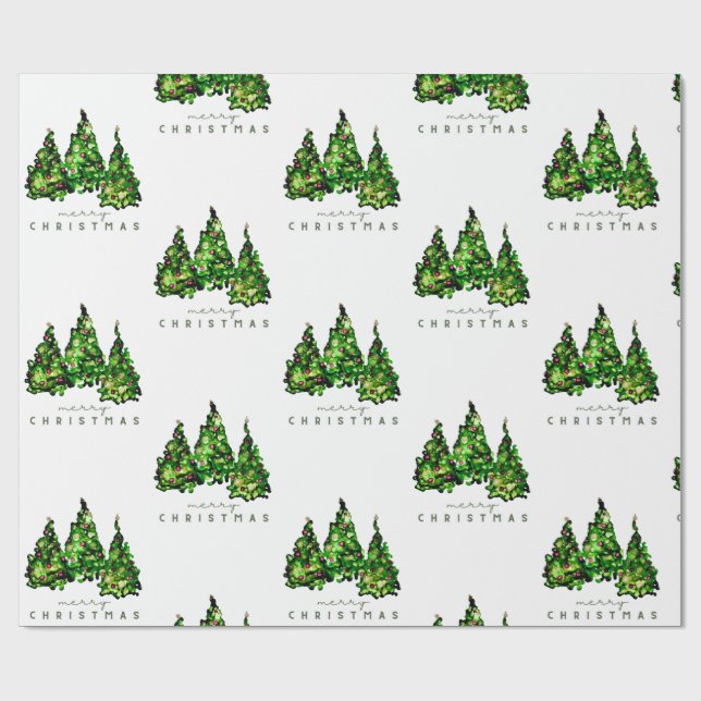 Alcohol Ink Design Christmas Tree Gift Wrap Presentpapper (Platt)