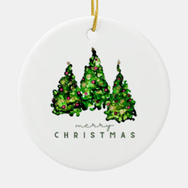 Alcohol Ink Design Christmas Tree Holiday Card Julgransprydnad Keramik