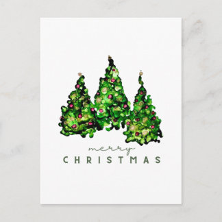 Alcohol Ink Design Christmas Tree Postcard Vykort