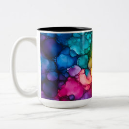Alcohol Ink Design Two-Tone Mug, 15 oz Två-Tonad Mugg