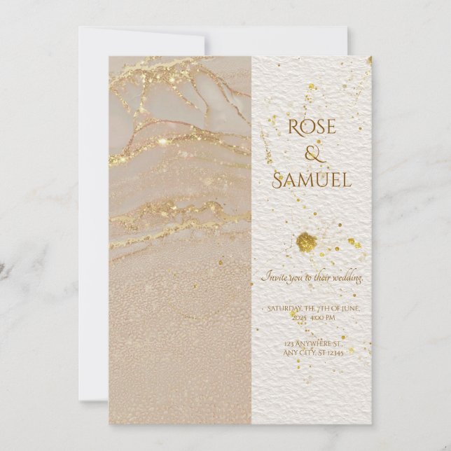 Alcohol Ink Glitter Chic Wedding Invitation Inbjudningar (Framsida)