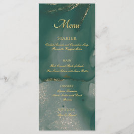 Alcohol Ink Green Glitter Chic Flat Menu Meny
