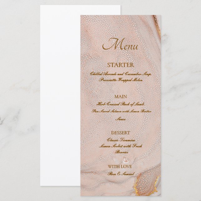 Alcohol Ink Rose Elegant Flat Menu Meny (Fram/baksida)