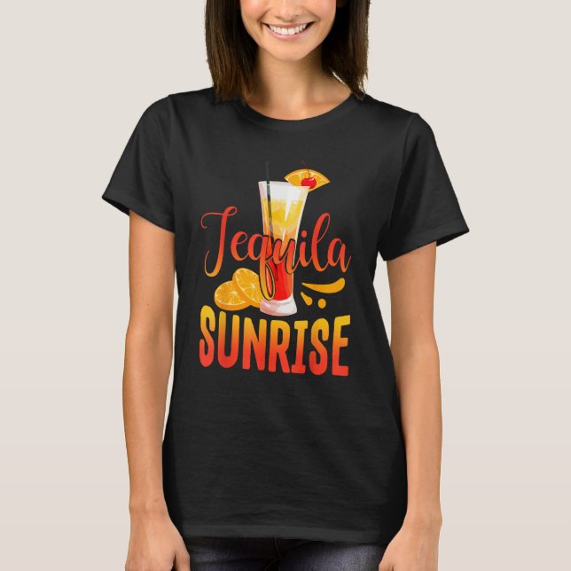 Alcohol  Tequila Sunrise Cocktail Adult Holiday T Shirt (Framsida)