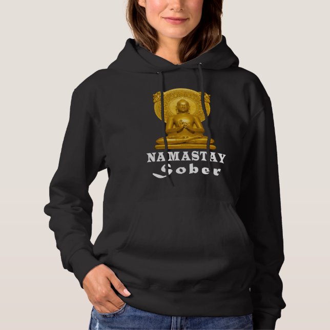 Alcoholic Abstinence Buddha Sober Namastay Hope So T Shirt (Framsida)