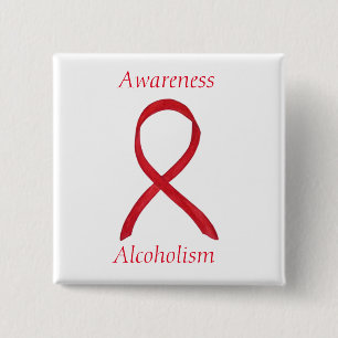 Alcoholism Awareness Red Ribbon Anpassningsbar Sti Knapp