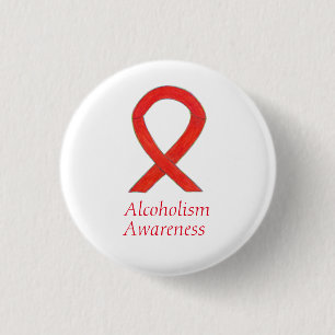 Alcoholism Awareness Red Ribbon Anpassningsbar Sti Knapp