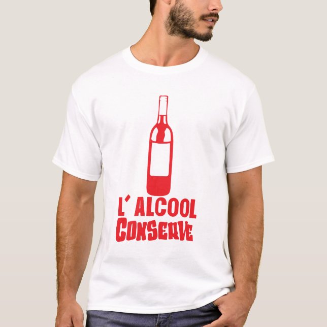 alcool conserve bouteille vin humour boire t shirt (Framsida)