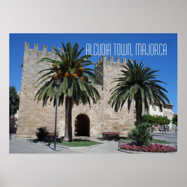 Alcudia Gamla Stan Scen Majorca Mallorca Spanien Poster (Framsidan)