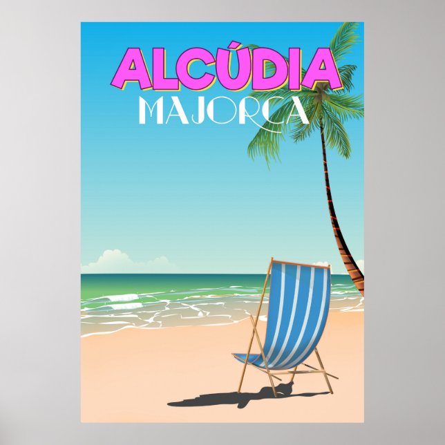 Alcúdia Majorca strand resor affisch (Framsidan)