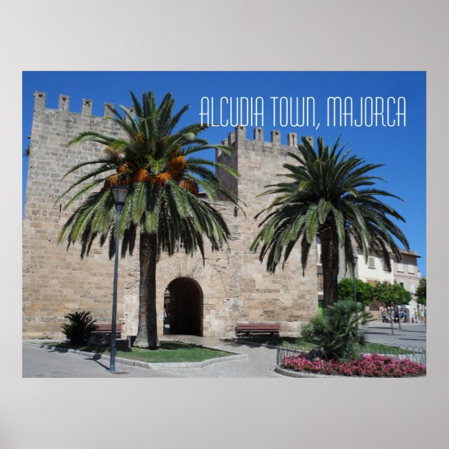 Alcudia Old Town Scene Mallorca Spanien Poster (Framsidan)