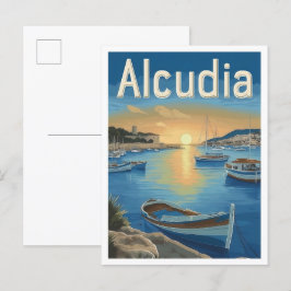 Alcudia Spain Art Vintage resor Illustration Vykort