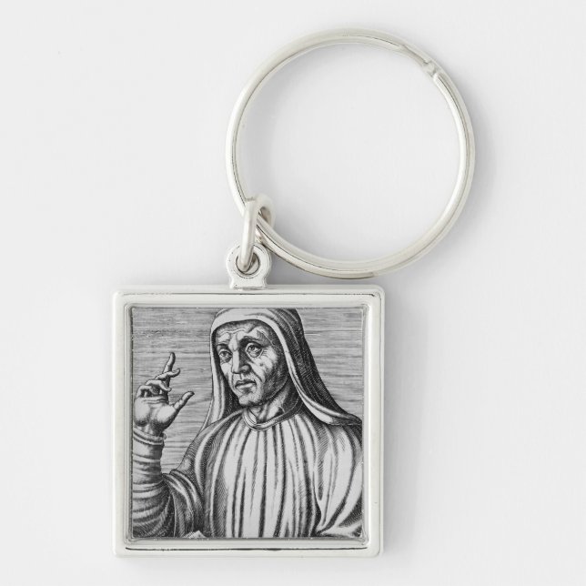 Alcuin av York Fyrkantig Silverfärgad Nyckelring (Framsidan)