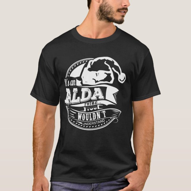 Alda-Hat Julafton Personlig Namn T Shirt (Framsida)