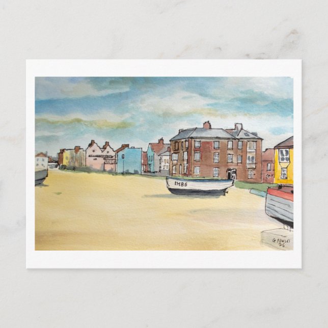 Aldeburgh båtar på stranden Suffolk Coastal Art Vykort (Framsida)