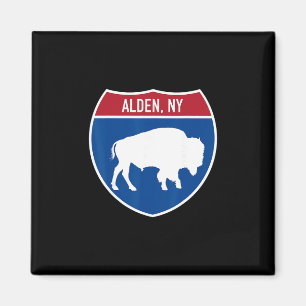 Alden New York Buffalo Ny Vägmärke för motorvägar  Magnet
