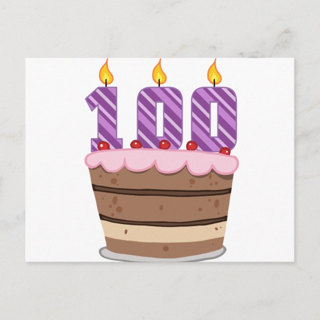 Ålder 100 på födelsedagskaka vykort (Framsida)