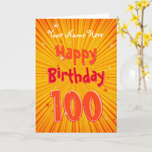 Ålder 100 Roligt OrangeSunburst redigerbar 100:e f Kort