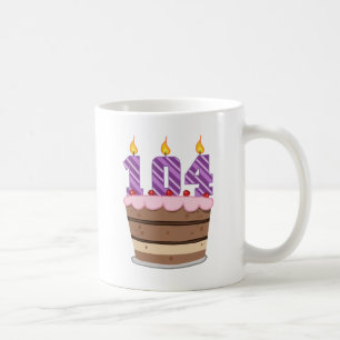 Ålder 104 på födelsedagskaka kaffemugg