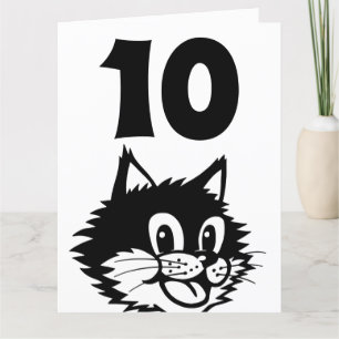 ÅLDER 10 BIRTHDAY CAT-KORT TACK KORT