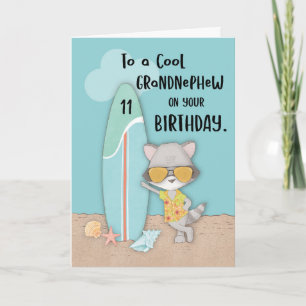 Ålder 11 Farmacew Birthday Beach Funny Raccon Kort